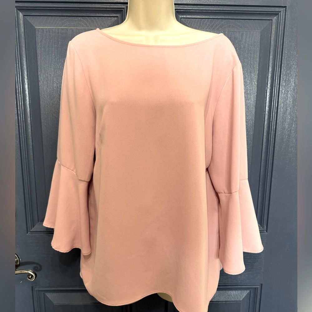 CATHERINE MALANDRINO Women's Bell Sleeve Pink Mauve Blouse Shirt Top, Size L